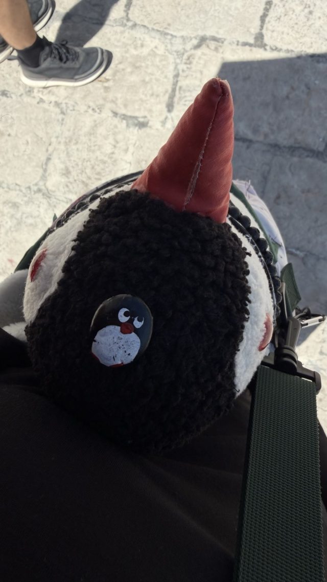 Hand-painted penguin stone #957 hidden at Church of St. Jerome, Dubrovnik, Croatia (photo 3 of 5)
