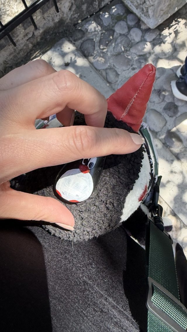 Hand-painted penguin stone #982 hidden at Stone Wall, Mostar, Bosnia and Herzegovina (photo 2 of 5)