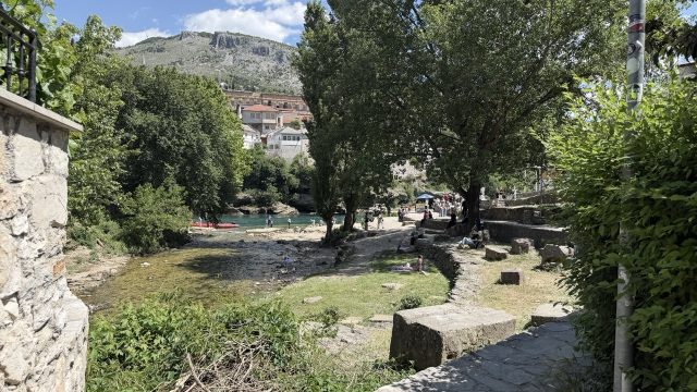Hand-painted penguin stone #982 hidden at Stone Wall, Mostar, Bosnia and Herzegovina (photo 4 of 5)