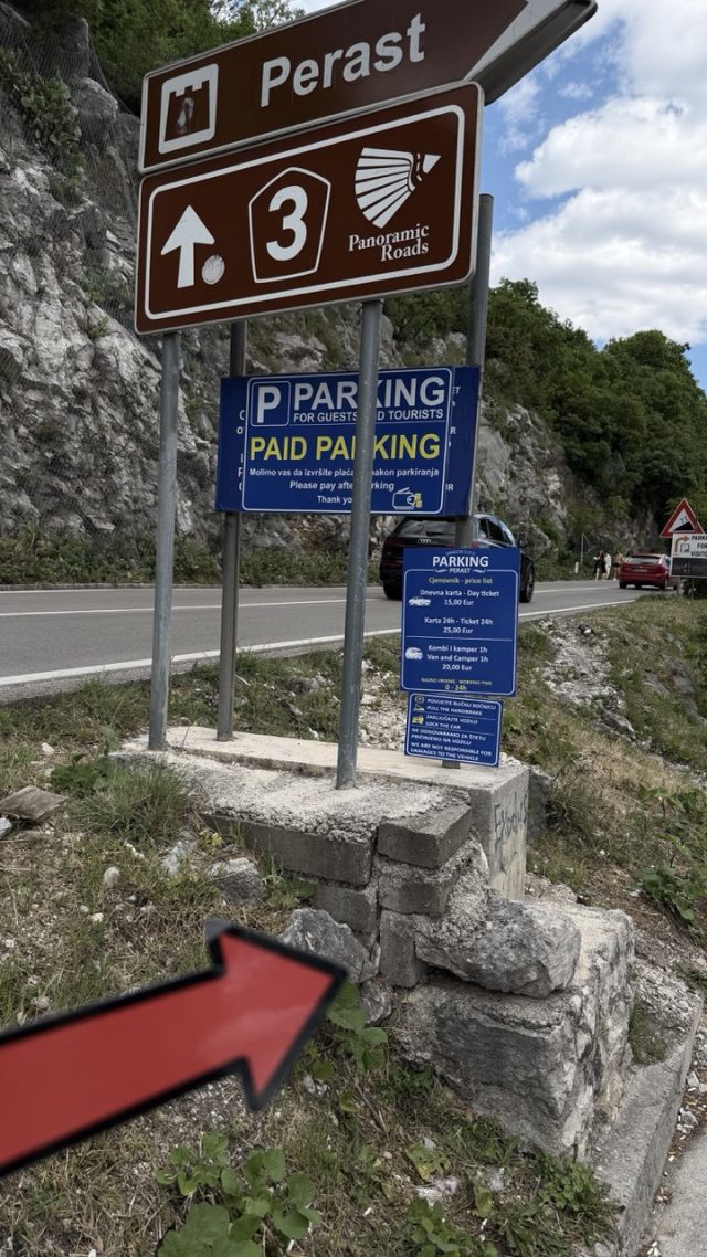 Hand-painted penguin stone #988 hidden at Perast Sign, Perast, Montenegro (photo 5 of 5)