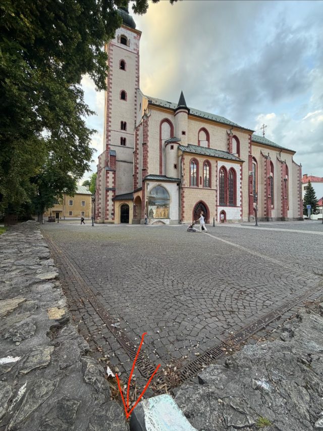 Hand-painted penguin stone #1154 hidden at Church of the Assumption, Banska Bystrica, Slovakia (photo 5 of 5)