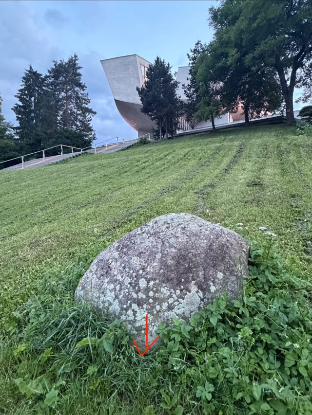 Hand-painted penguin stone #1169 hidden at Park under the SNP Museum, Banska Bystrica, Slovakia (photo 4 of 4)