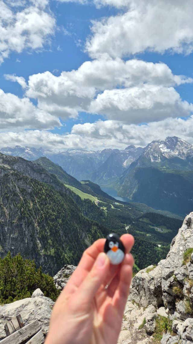 Hand-painted penguin stone #834 hidden at Kehlsteinhaus (Eagle's nest), Berchtesgaden, Germany (photo 2 of 5)