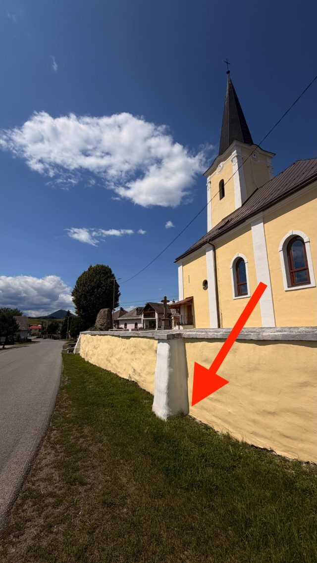 Hand-painted penguin stone #1106 hidden at Church of Saints Simon and Jude, Tulcik, Slovakia (photo 5 of 5)