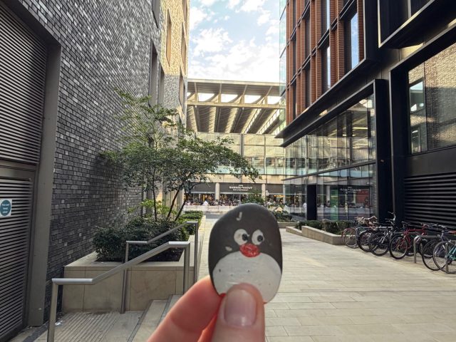 Hand-painted penguin stone #2329 hidden at Google London - Pancras Square, London, United Kingdom (photo 2 of 5)