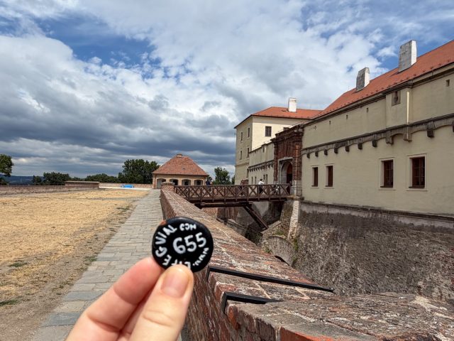 Hand-painted penguin stone #655 hidden at Spilberk Castle, Brno, Czechia (photo 2 of 5)