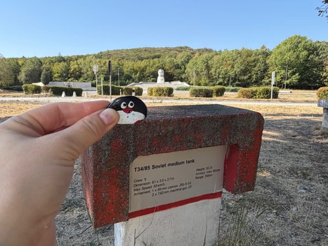 Hand-painted penguin stone #1282 hidden at Dargovsky Priesmyk, Kosicky Klecenov, Slovakia (photo 5 of 5)