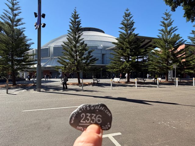Hand-painted penguin stone #2336 hidden at Olympic Park, Sydney, Australia (photo 2 of 4)