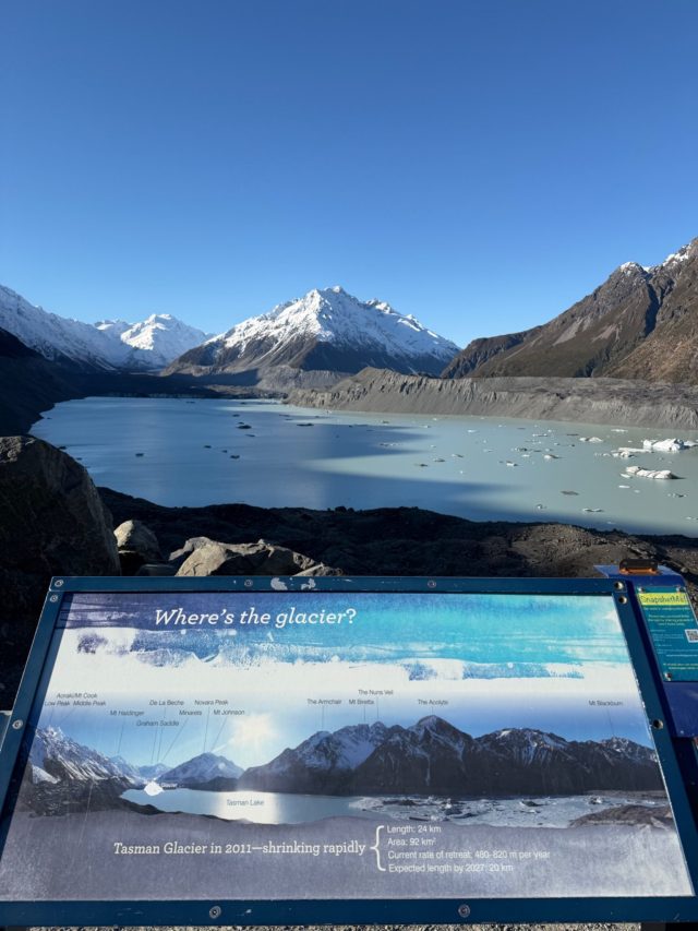 Hand-painted penguin stone #1084 hidden at Tasman Glacier View, Aoraki/Mount Cook National Park, New Zealand (photo 3 of 5)