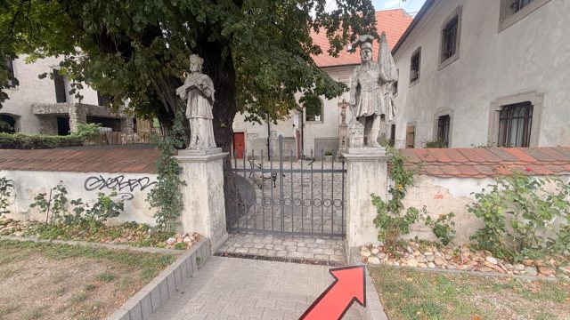 Hand-painted penguin stone #1085 hidden at The Holy Trinity Church, Bratislava, Slovakia (photo 3 of 5)