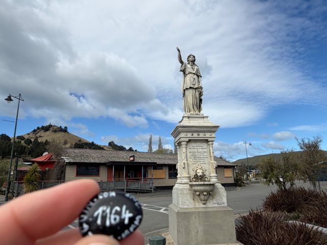 Hand-painted penguin stone #1164 hidden at Monument, Palmerston, New Zealand (photo 2 of 5)
