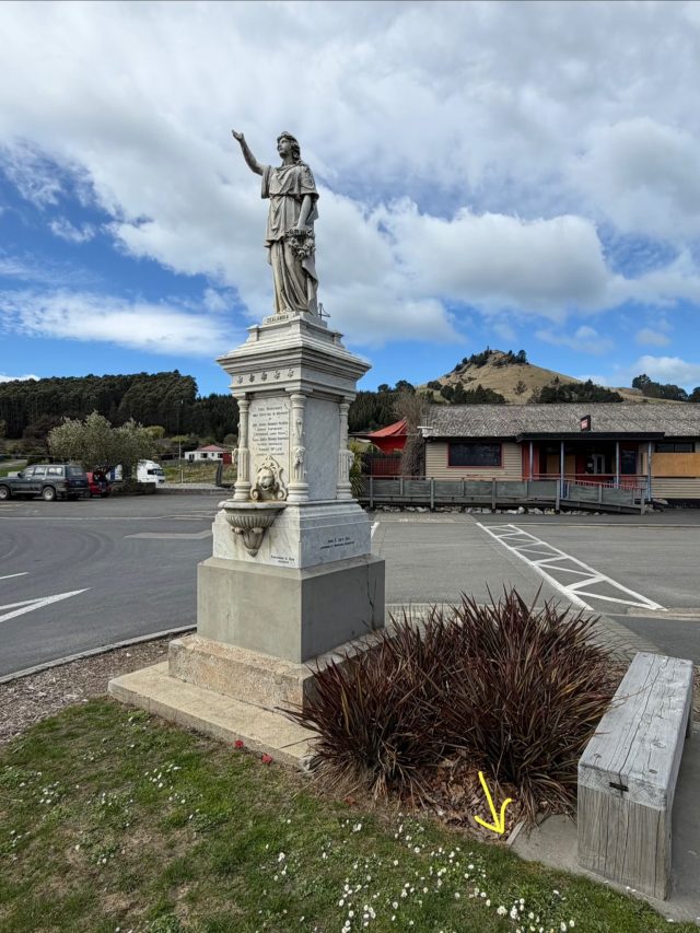 Hand-painted penguin stone #1164 hidden at Monument, Palmerston, New Zealand (photo 4 of 5)