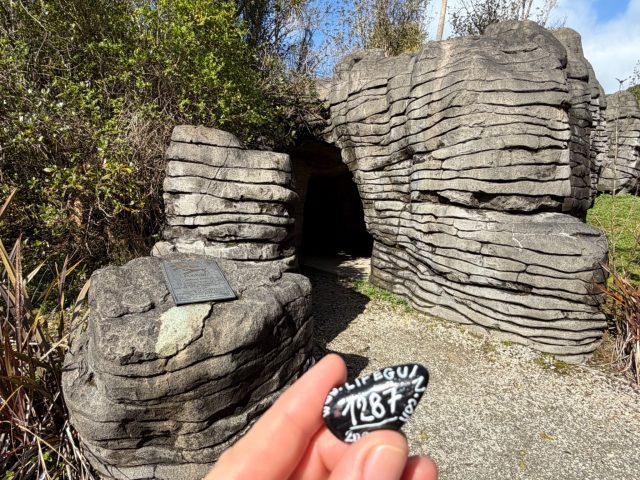 Hand-painted penguin stone #1287 hidden at Ruakuri Cave, Waitomo Region, New Zealand (photo 2 of 4)