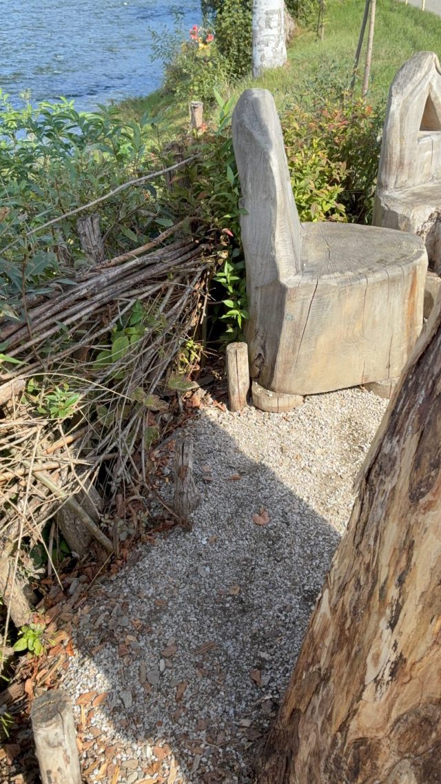 Hand-painted penguin stone #1332 hidden at Border Bridge Wooden Sculptures, Cerveny Klastor, Slovakia (photo 5 of 5)