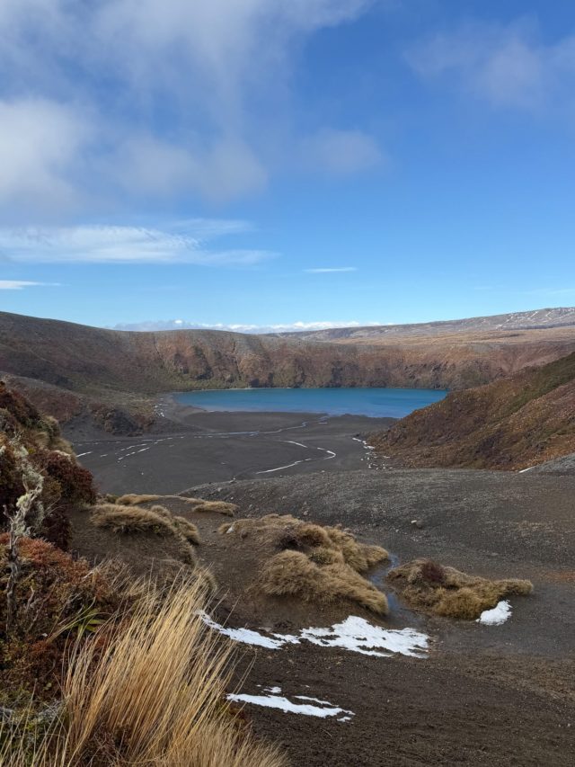 Hand-painted penguin stone #1386 hidden at Lower Tama Lake, Tongariro National Park, New Zealand (photo 5 of 5)