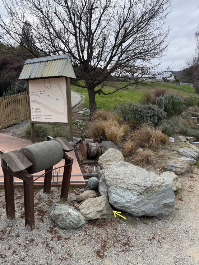 Hand-painted penguin stone #1658 hidden at Cromwell Heritage Precinct, Cromwell, New Zealand (photo 4 of 5)