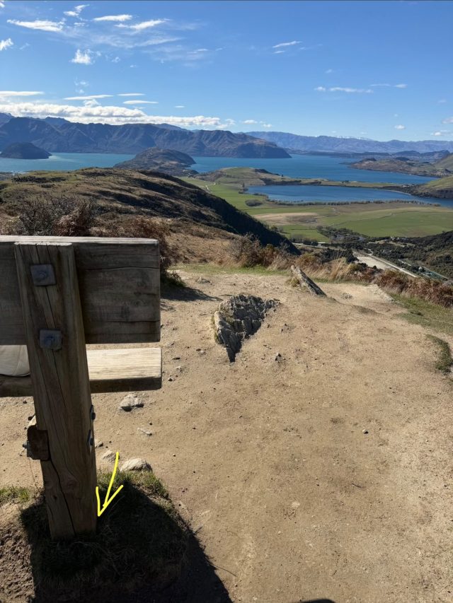 Hand-painted penguin stone #2322 hidden at Rocky Mountain Lake Wanaka Viewpoint, Wanaka, New Zealand (photo 4 of 4)