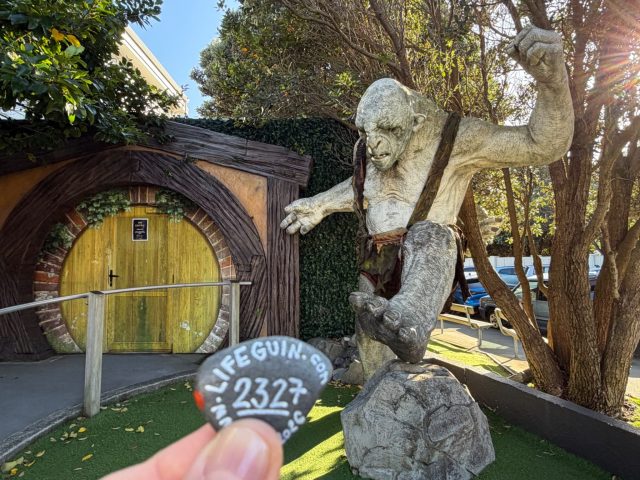 Hand-painted penguin stone #2327 hidden at Weta Workshop Experience, Wellington, New Zealand (photo 2 of 4)