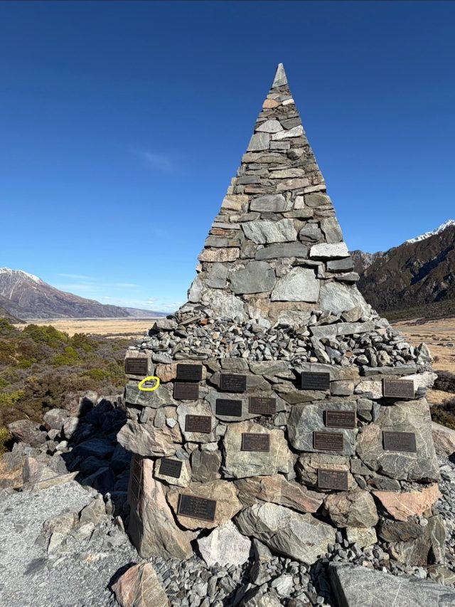 Hand-painted penguin stone #2339 hidden at Alpine Memorial, Hooker Valley Track, New Zealand (photo 3 of 3)