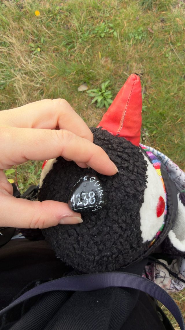 Hand-painted penguin stone #1238 hidden at Holmenkollen Chapel, Oslo, Norway (photo 2 of 5)