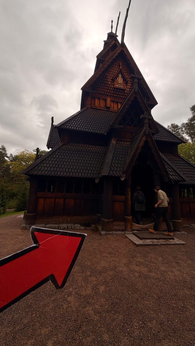 Hand-painted penguin stone #1493 hidden at The Stave Church from Gol, Oslo, Norway (photo 4 of 5)