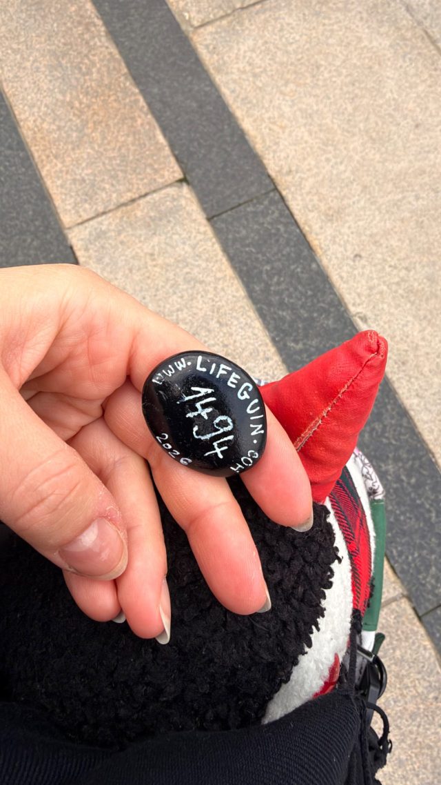 Hand-painted penguin stone #1494 hidden at Oslo City Hall Harbor, Oslo, Norway (photo 3 of 5)