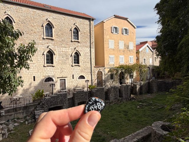 Hand-painted penguin stone #1548 hidden at Citadela Budva, Budva, Montenegro (photo 2 of 5)
