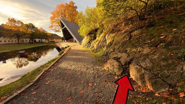 Hand-painted penguin stone #1560 hidden at Akershus Fortress Stage, Oslo, Norway (photo 2 of 5)