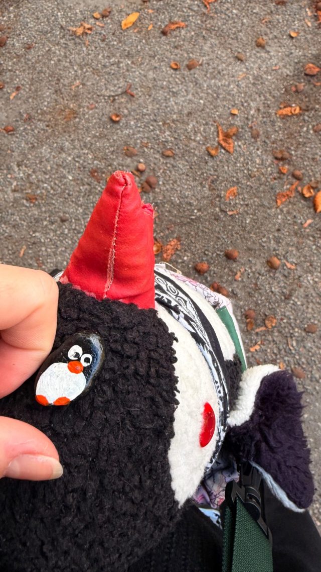 Hand-painted penguin stone #1560 hidden at Akershus Fortress Stage, Oslo, Norway (photo 4 of 5)