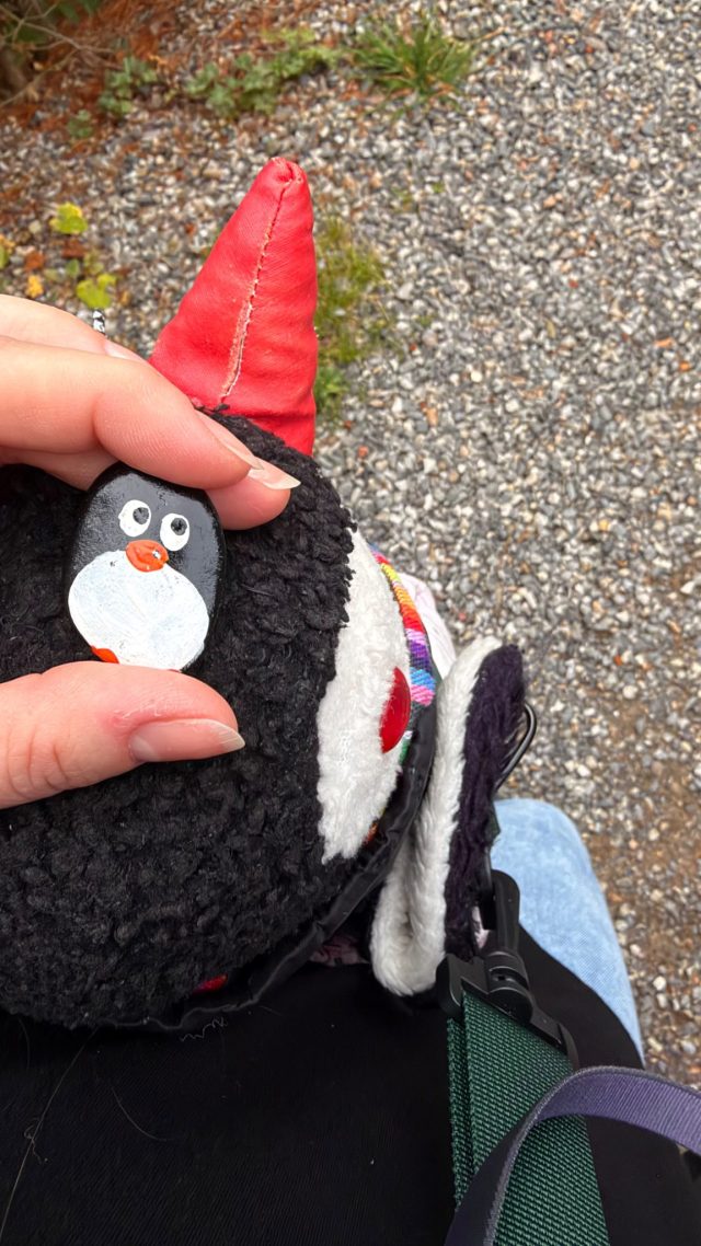 Hand-painted penguin stone #1577 hidden at Holmenkollbakken Ski Museum, Oslo, Norway (photo 3 of 5)