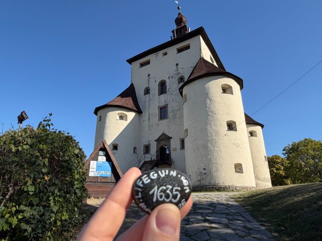 Hand-painted penguin stone #1635 hidden at New Castle, Banska Stiavnica, Slovakia (photo 2 of 5)
