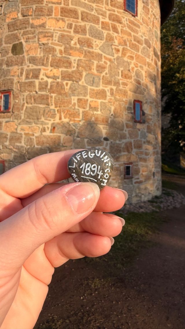 Hand-painted penguin stone #1894 hidden at Akershus Fortress Tower, Oslo, Norway (photo 3 of 5)