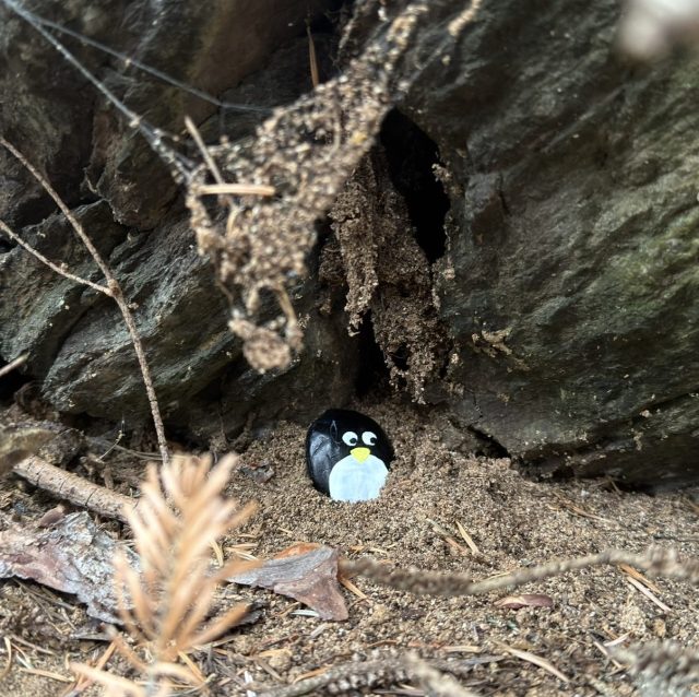Hand-painted penguin stone #90 hidden at Gloriette, Gelnica, Slovakia (photo 5 of 5)