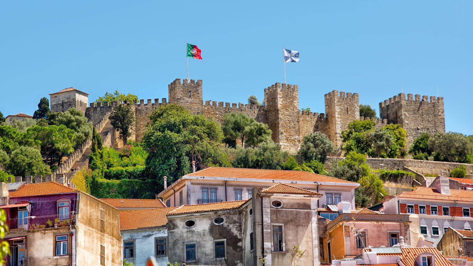 Hand-painted penguin stone #23 hidden at Castelo de Sao Jorge, Lisbon, Portugal (photo 1 of 5)