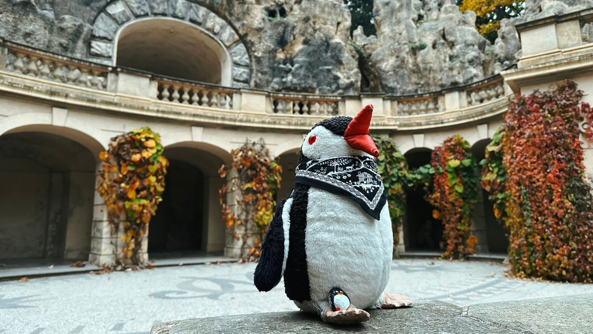 Hand-painted penguin stone #198 hidden at Grebovka, Prague, Czechia (photo 1 of 5)