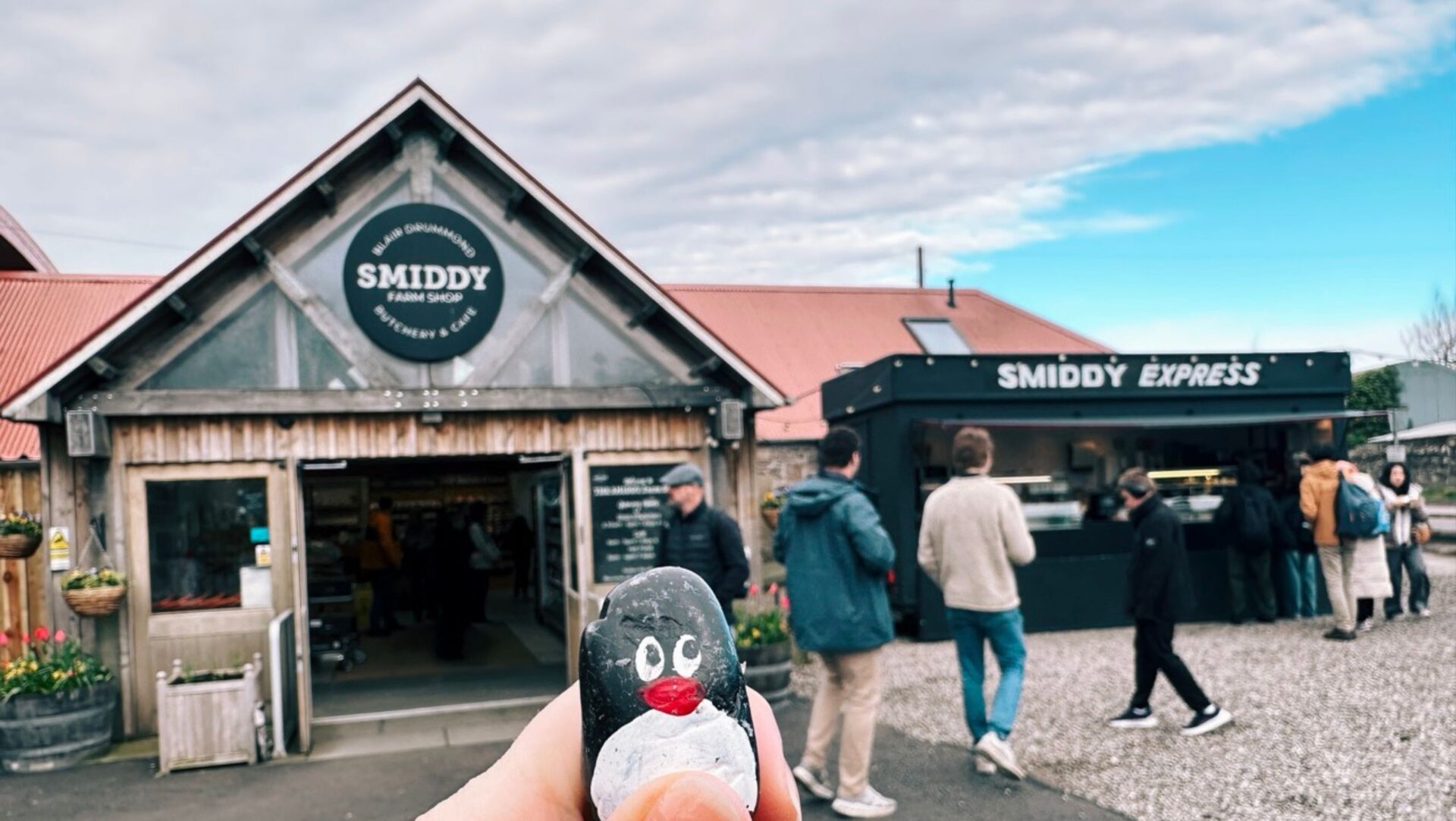 Hand-painted penguin stone #445 hidden at Smiddy's Farm, Stirling, United Kingdom (photo 1 of 5)