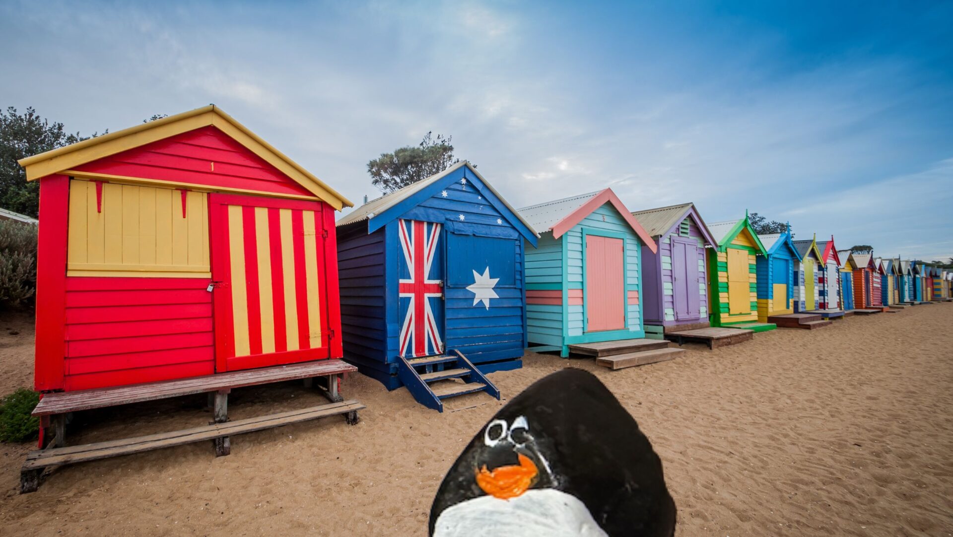 Hand-painted penguin stone #536 hidden at Brighton Beach, Melbourne, Australia (photo 1 of 5)