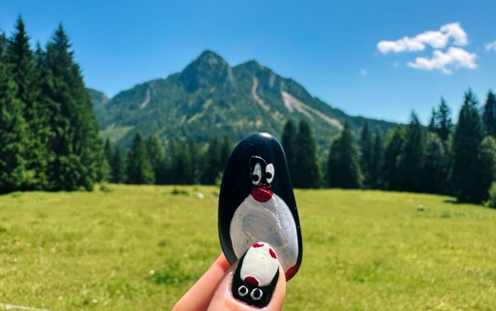 Hand-painted penguin stone #561 hidden at Crossing, Bad Mitterndorf, Austria (photo 1 of 5)