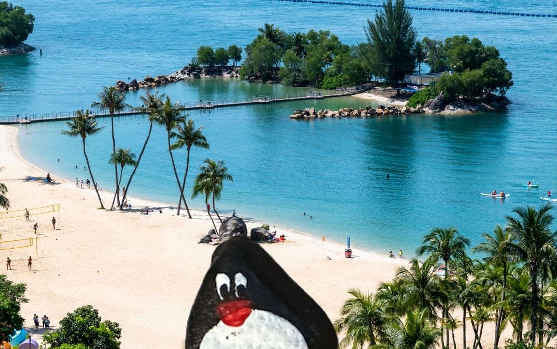 Hand-painted penguin stone #438 hidden at Sentosa Island, Singapore, Singapore (photo 1 of 5)