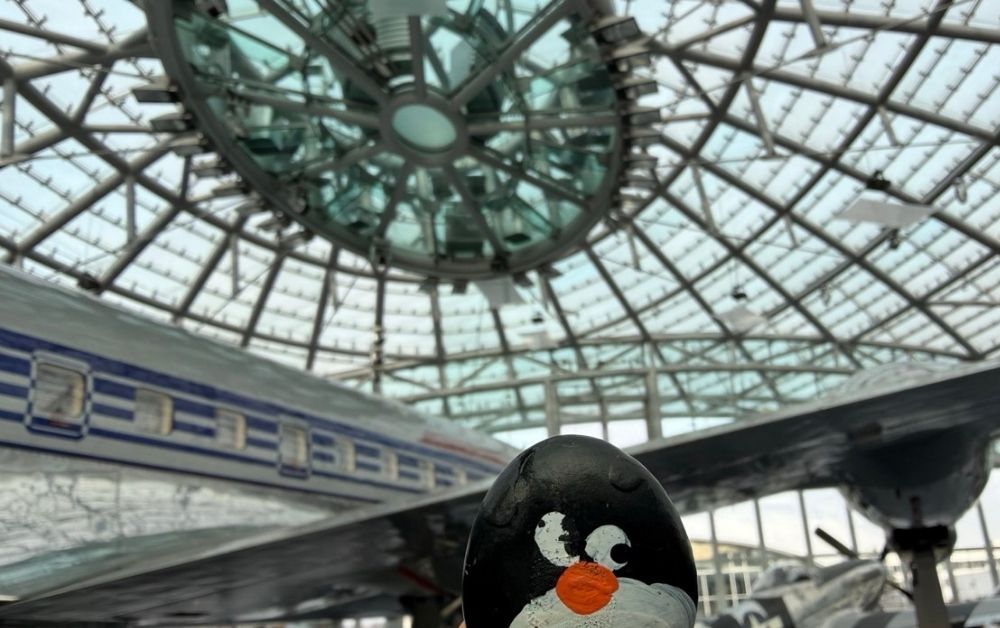 Hand-painted penguin stone #851 hidden at Hangar-7, Salzburg, Austria (photo 1 of 5)