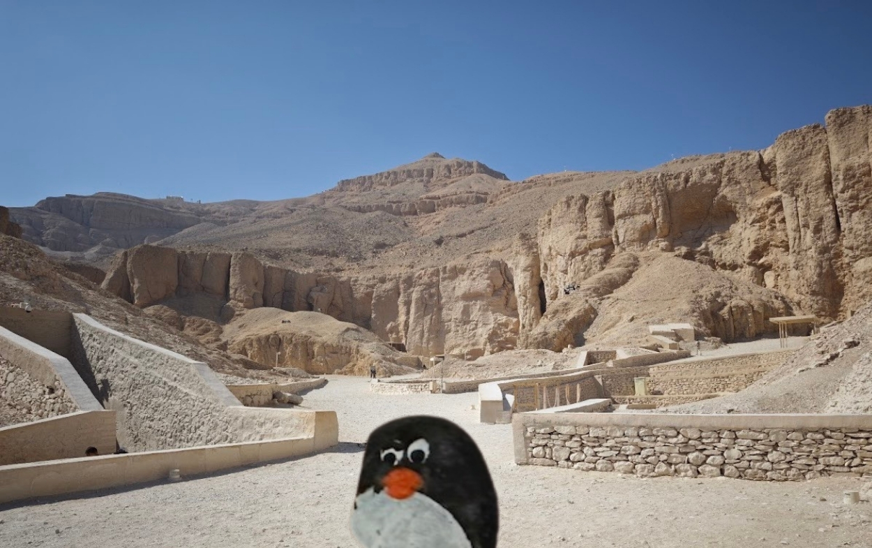 Hand-painted penguin stone #531 hidden at Tomb of Merenptah, KV8, Egypt (photo 1 of 5)