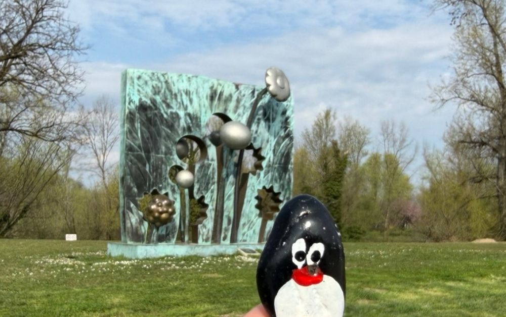 Hand-painted penguin stone #960 hidden at Bundek City Park, Zagreb, Croatia (photo 1 of 5)