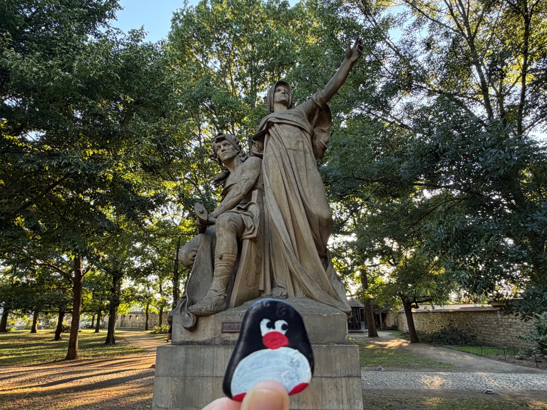 Hand-painted penguin stone #682 hidden at Vysehrad, Prague, Czechia (photo 1 of 5)