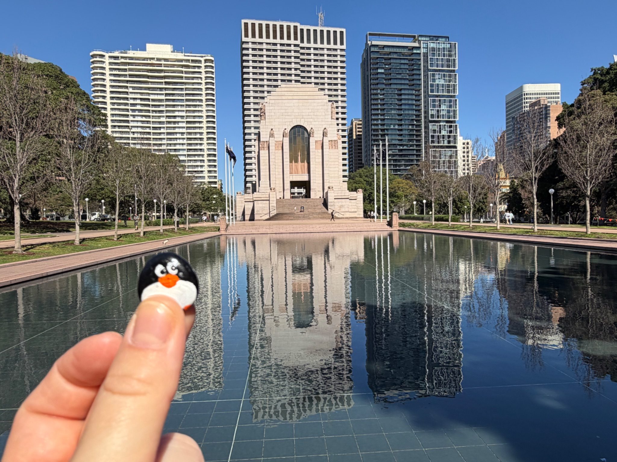 Hand-painted penguin stone #1139 hidden at Anzac Memorial, Sydney, Australia (photo 1 of 5)