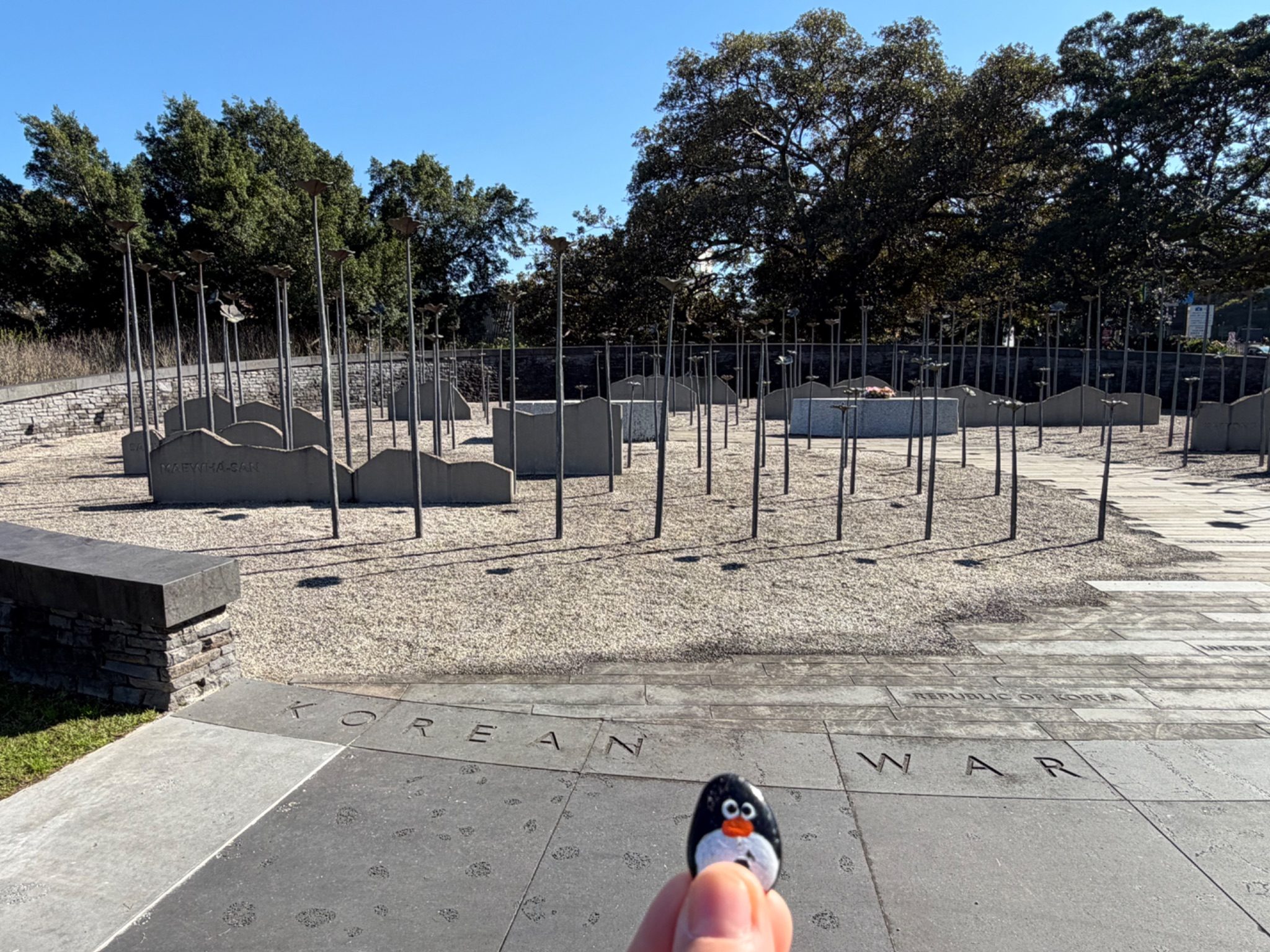 Hand-painted penguin stone #1147 hidden at Korean War Memorial, Sydney, Australia (photo 1 of 5)